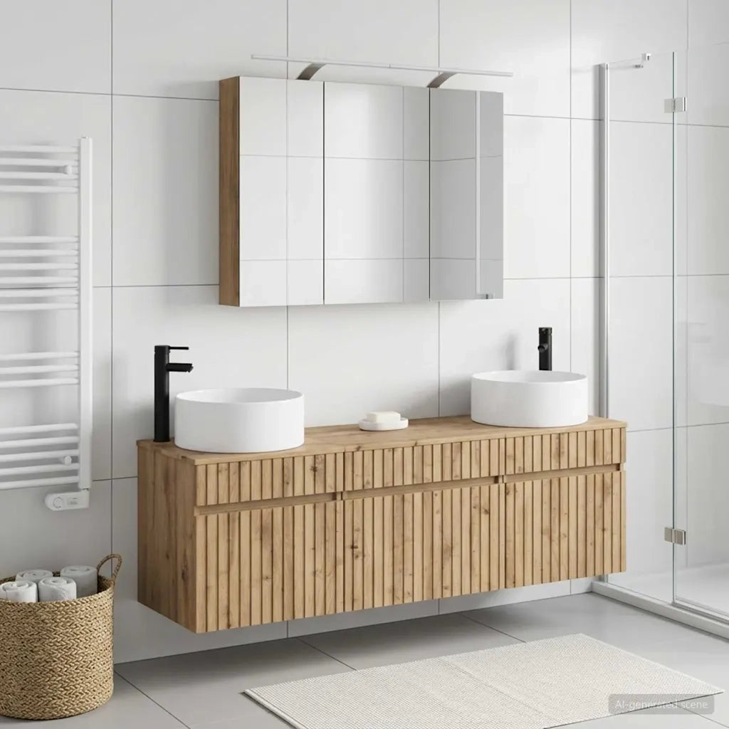 Set di Armadi da Bagno 4 pz Rovere Artigianale 3406662
