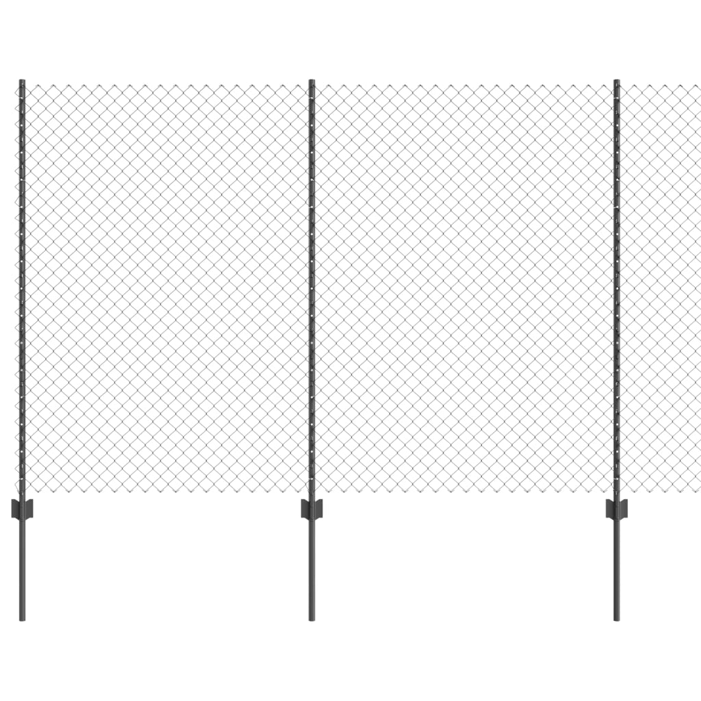 Recinzione a maglie con 20 post U grigi 1,5x10 m in acciaio