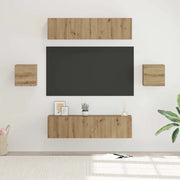 Set mobile TV 6 pz-Credenza per TV Rovere artigianale Legno multistrato 869126