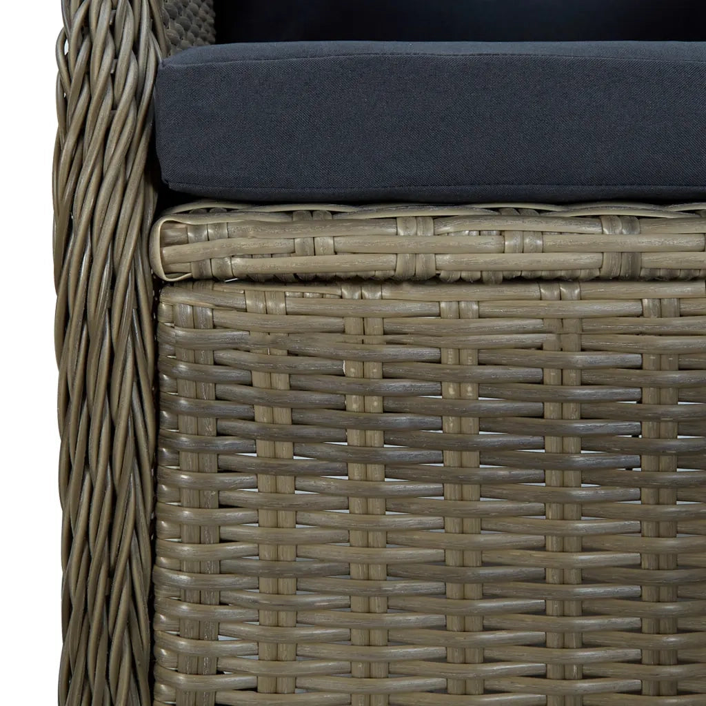 Set da Pranzo da Giardino 7 pz con Cuscini in Polyrattan Marrone 3060145