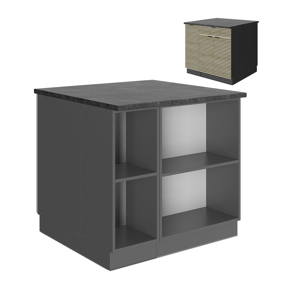 Isola cucina Fame-Line Pannello in quercia/Antracite 90 cm con cassetto, senza piano di lavoro Vicco