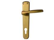MANIGLIA ALU CON PLACCA IN ALLUMINIO BRONZATO- - mm.90 - 1 paio