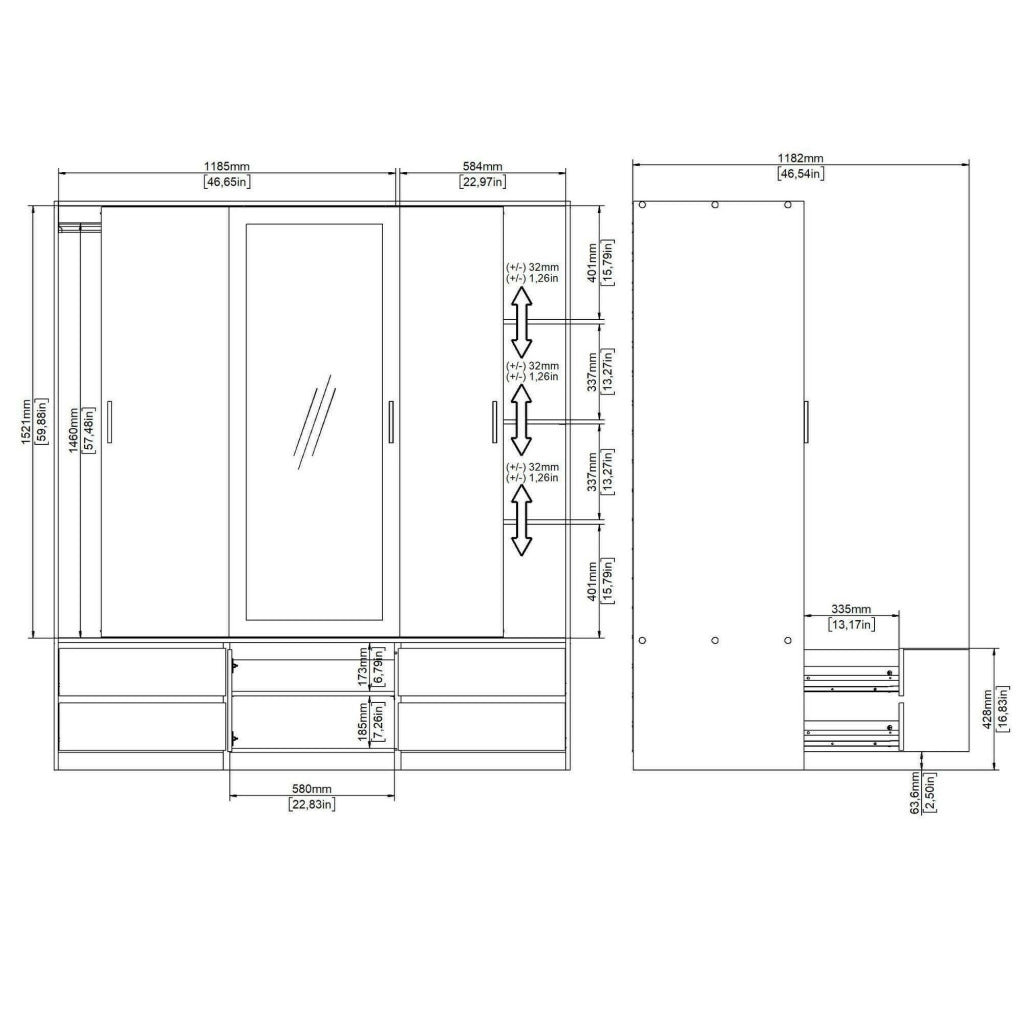 Armadio multiuso grande Ljalkova, Mobile multifunzionale, Mobiletto scarpiera, Guardaroba porta scarpe, 181x60 h200 cm, Rovere