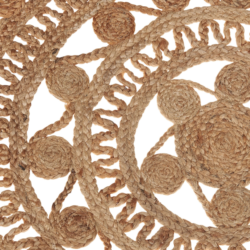 Tappeto Beige Rotondo 140 cm Boho Rustico Spirale Intrecciata Intrecciato Fatto a Mano in Juta Naturale Camera da Letto Soggiorno