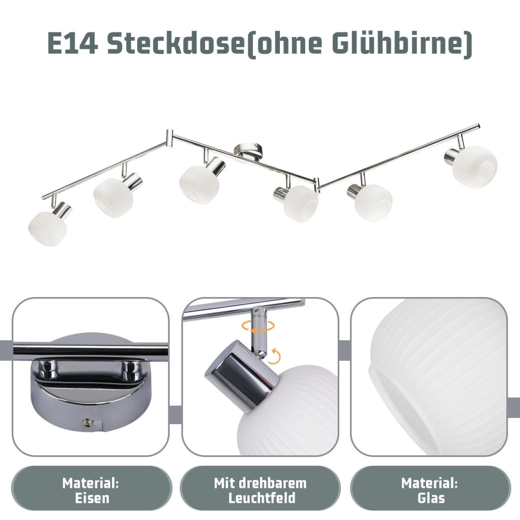 ZMH Faretto da soffitto 6 luci E14 vetro bianco moderni per soggiorno
