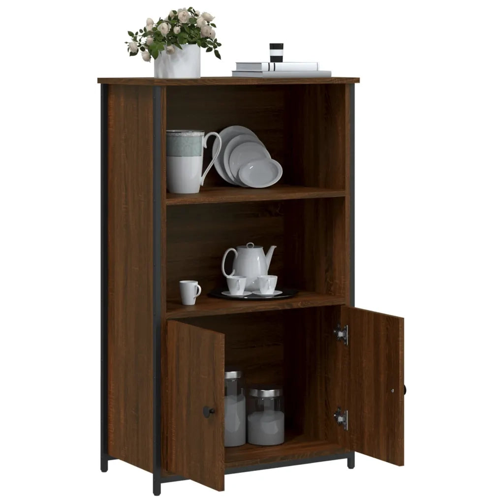 Credenza Rovere Marrone 62x32x103,5 cm in Legno Multistrato 834219
