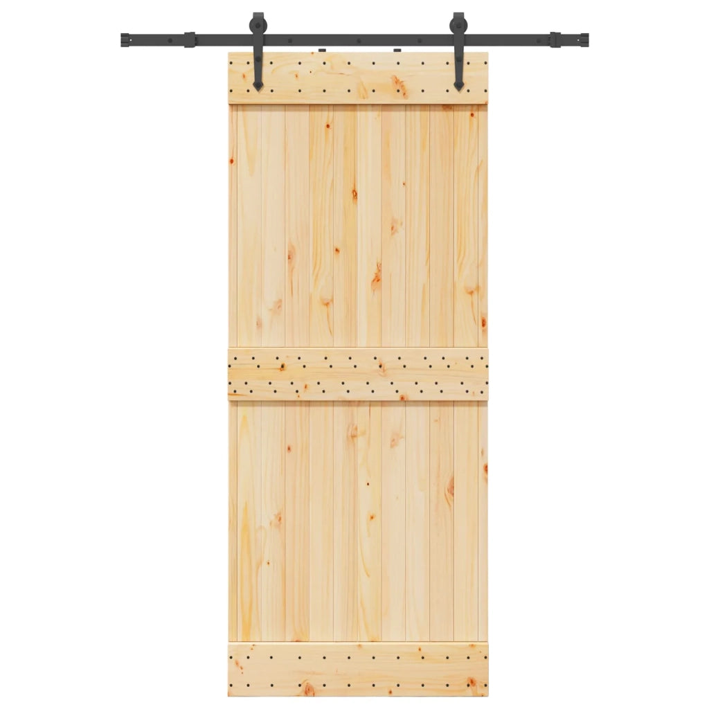 Porta scorrevole NARVIK Naturale e Nero 85 x 210 cm (152,5 cm)