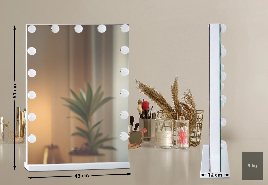 Specchio per trucco con luci Murrieta bianco
