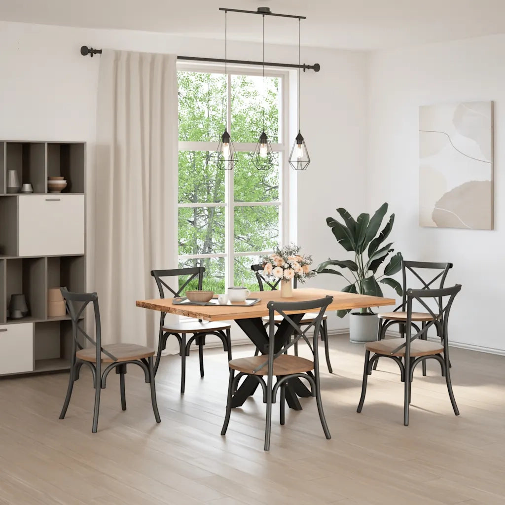 vidaXL Gamba per Tavolo da Pranzo a Forma di Ragno Nero 85x85x(72-73) cm Acciaio