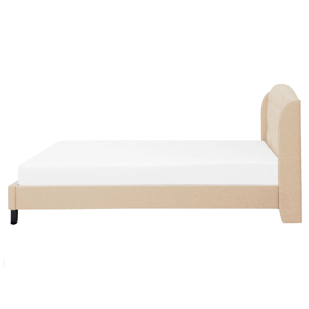 Letto a doghe Tessuto in poliestere beige Poggiatesta imbottito trapuntato 160 x 200 cm Design moderno