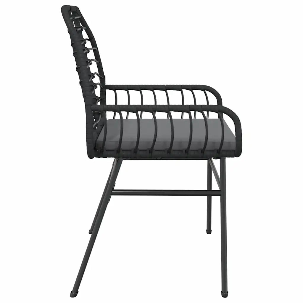Sedie da Giardino con Cuscini 2 pz | Sedie da Esterno Nere in Polyrattan