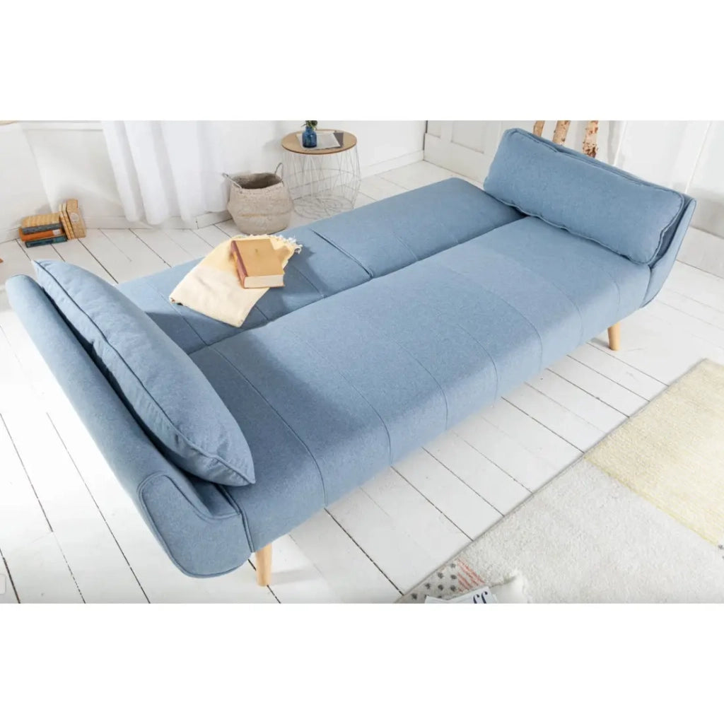 Divano dritto DANNA azzurro chiaro – Divano scandinavo trasformabile in tessuto