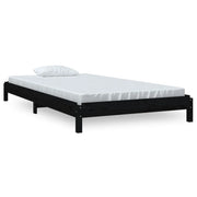 Letto singolo | Letto per adulti | Letto Impilabile Nero 90x200cm in Legno Massello di Pino