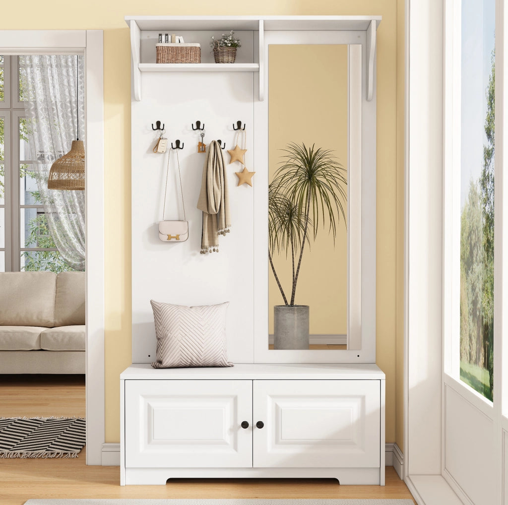 Guardaroba da ingresso con specchio e scarpiera 100x40x180 cm