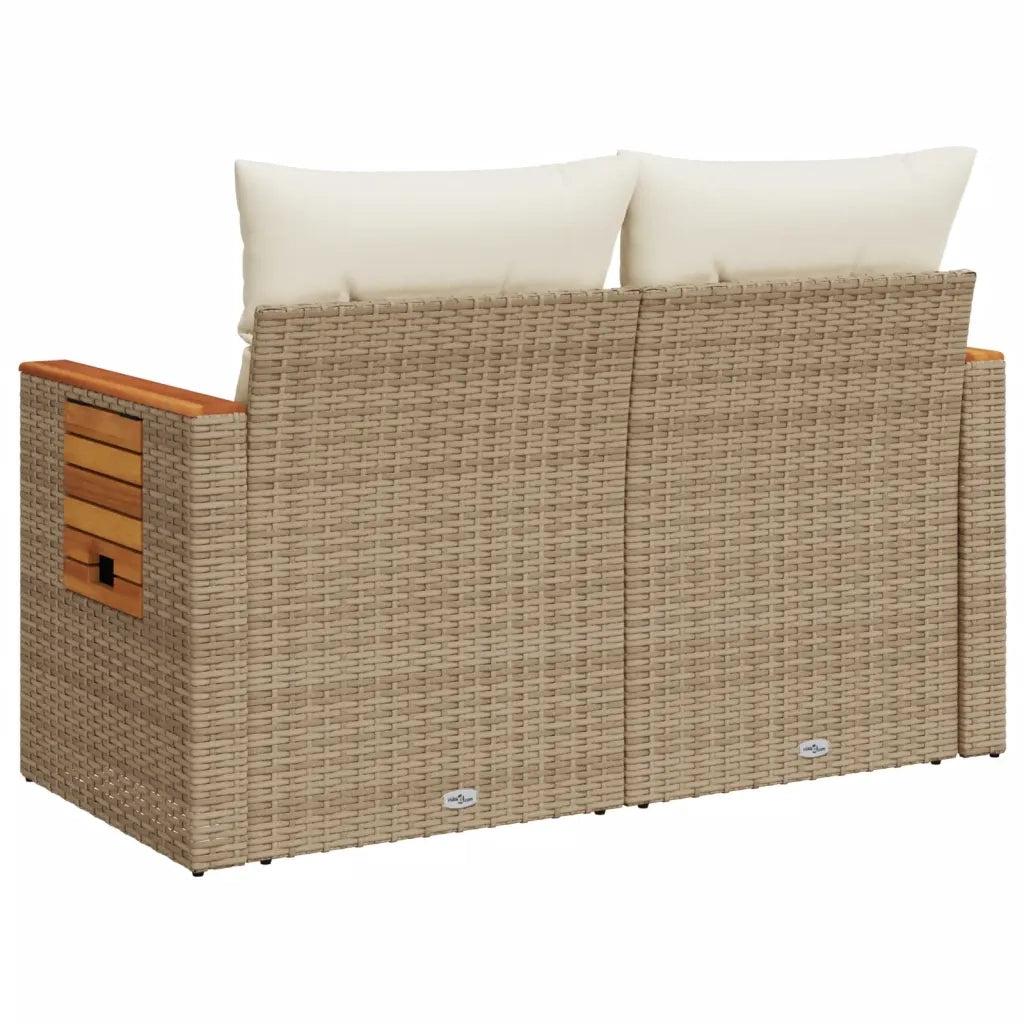 Divano da Giardino con Cuscini a 2 Posti-Sofa da Giardino-Divano da esterno Beige in Polyrattan 365457