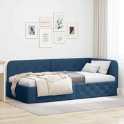 Cornice del letto ad angolo Blu 90 x 200 cm Tessuto