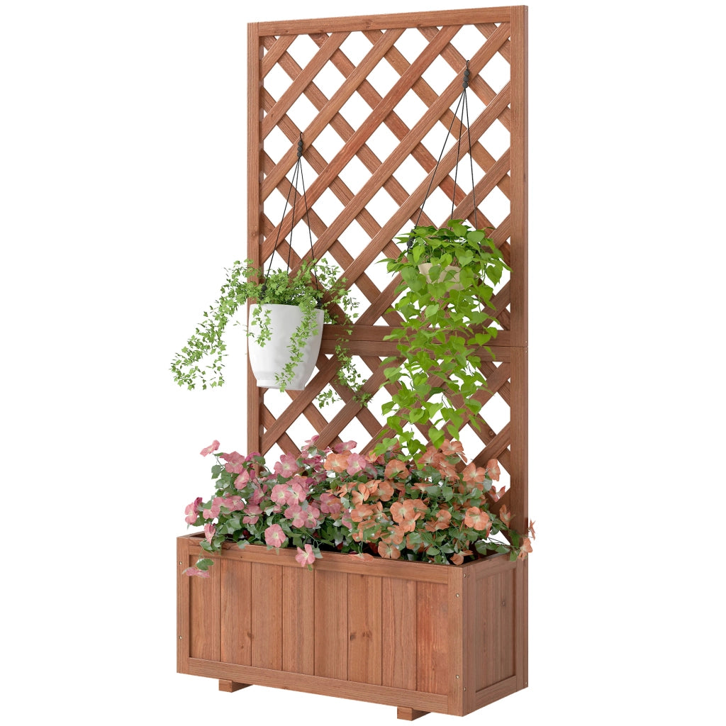 Fioriera da Esterno con Grigliato ¨C zephmum ¨C Legno di Abete Arancio 72.5x31.5x149.5
