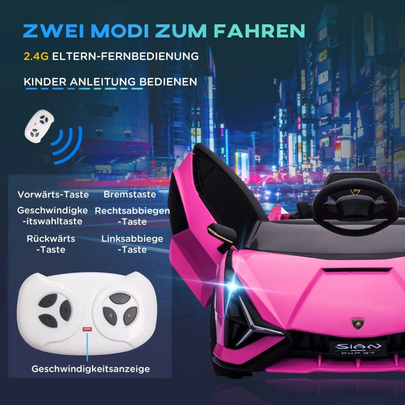 Macchina elettrica per bambini, Lamborghini, 3-5 km/h, con telecomando, per bambini dai 3 ai 5 anni, rosa
