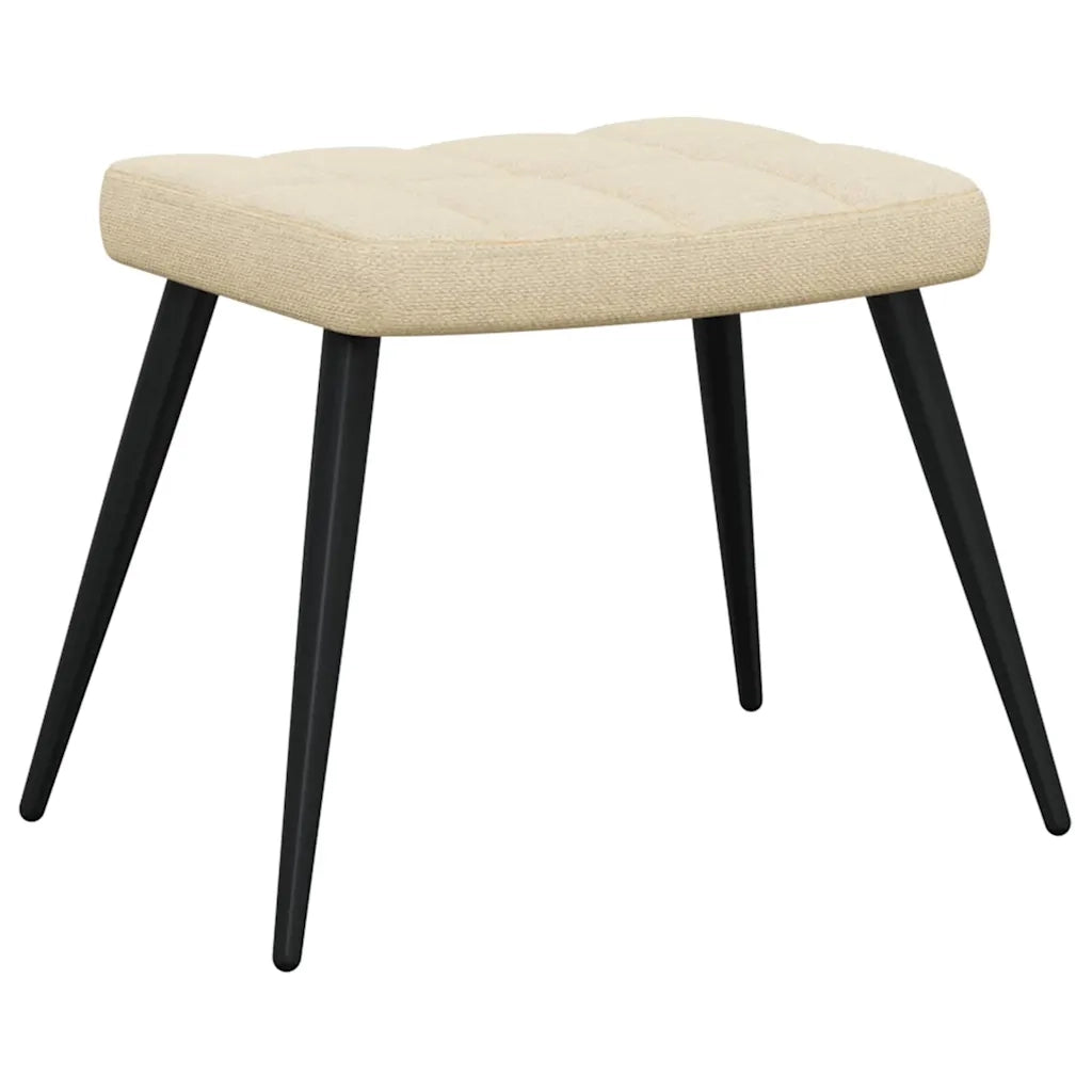Poltrona | Sedia Relax con Sgabello Crema in Tessuto