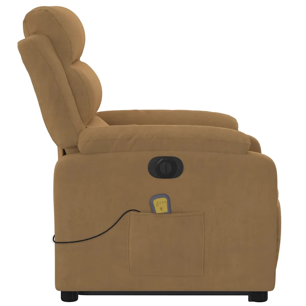 Poltrona Alzapersona Massaggiante Elettrica Marrone Velluto 3205133