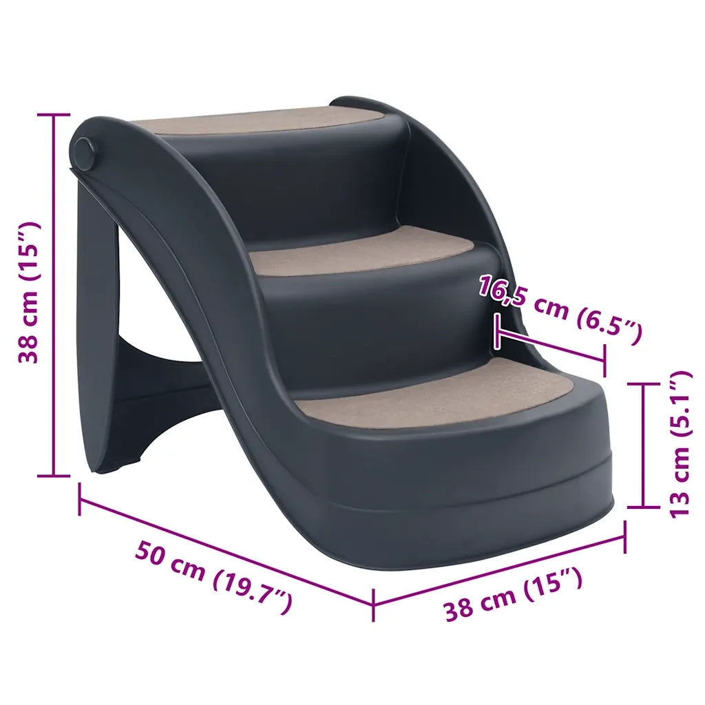 Scala per Cani Pieghevole con 3 Gradini Grigio Scuro CFW3954835