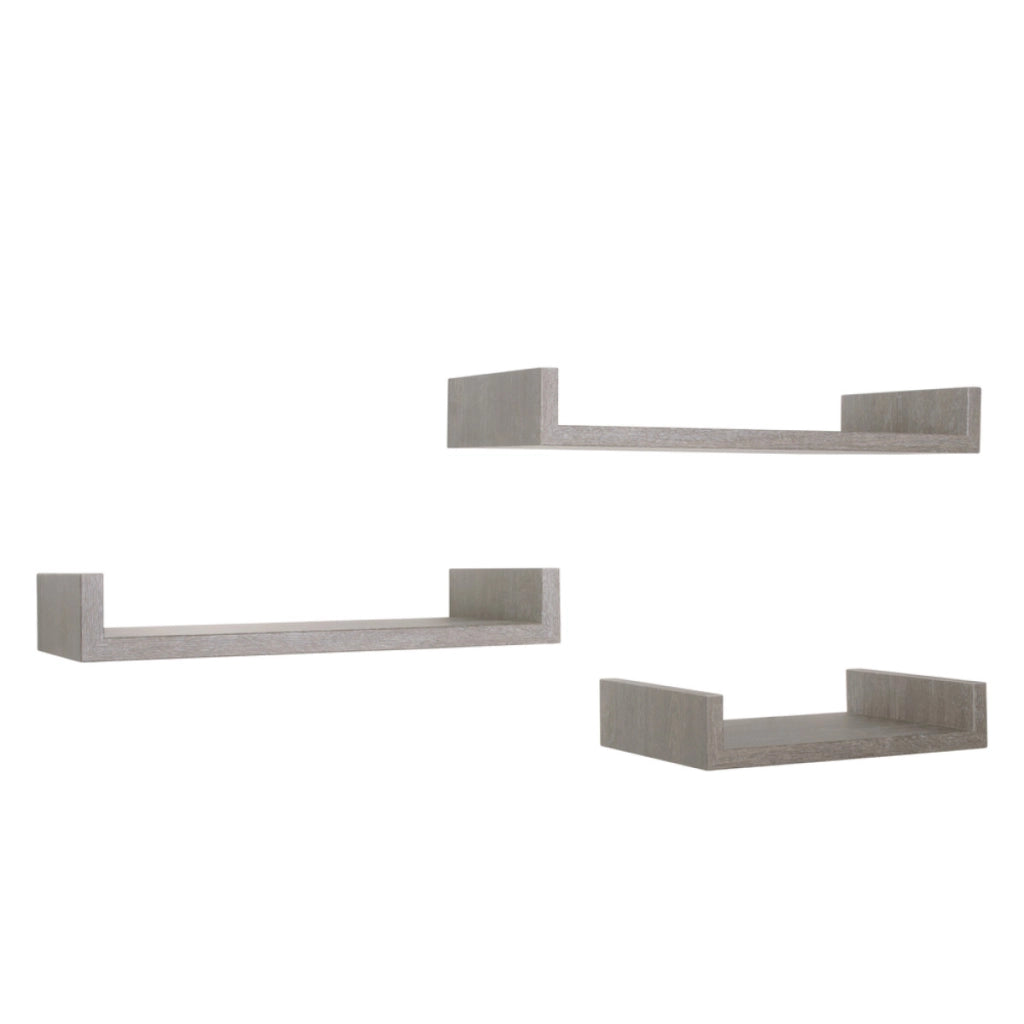 Set di 3 Mensole da Muro Modello CALAMITA MAXI, Mensole Muro Design, Mensola da Parete. Misure 60x8 p23.7 cm, 50x8 p23.7 cm e 40x8 p23.7 cm. Finitura   ROV. GRIGIO - MADE IN ITALY