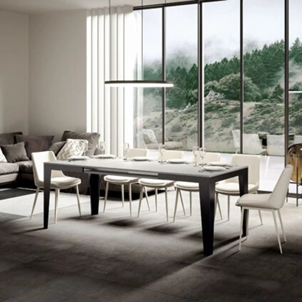 Tavolo allungabile 120/380x90 cm Flame Evolution colore bianco frassino telaio e gambe antracite