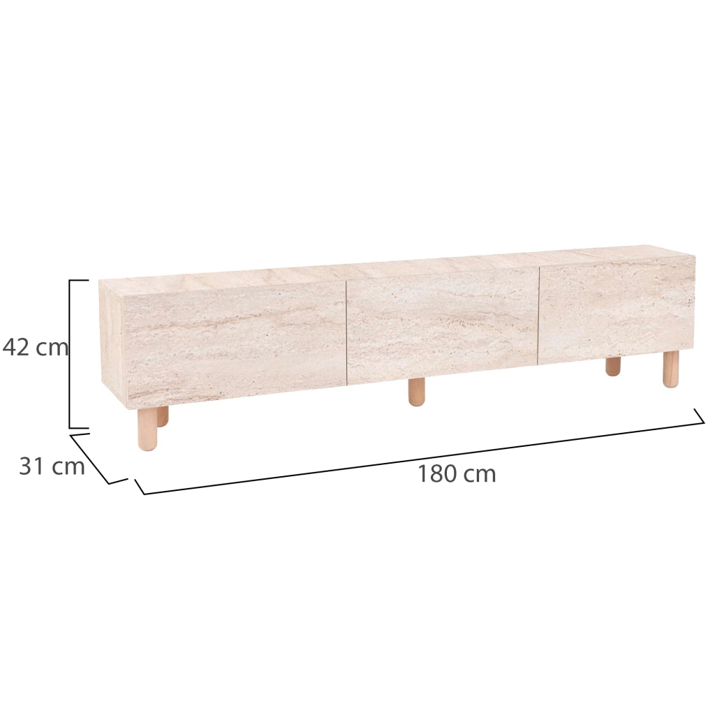 Baluffi, Mobile Porta tv 3 Ante, 180x31x42h cm Beige Marmo
