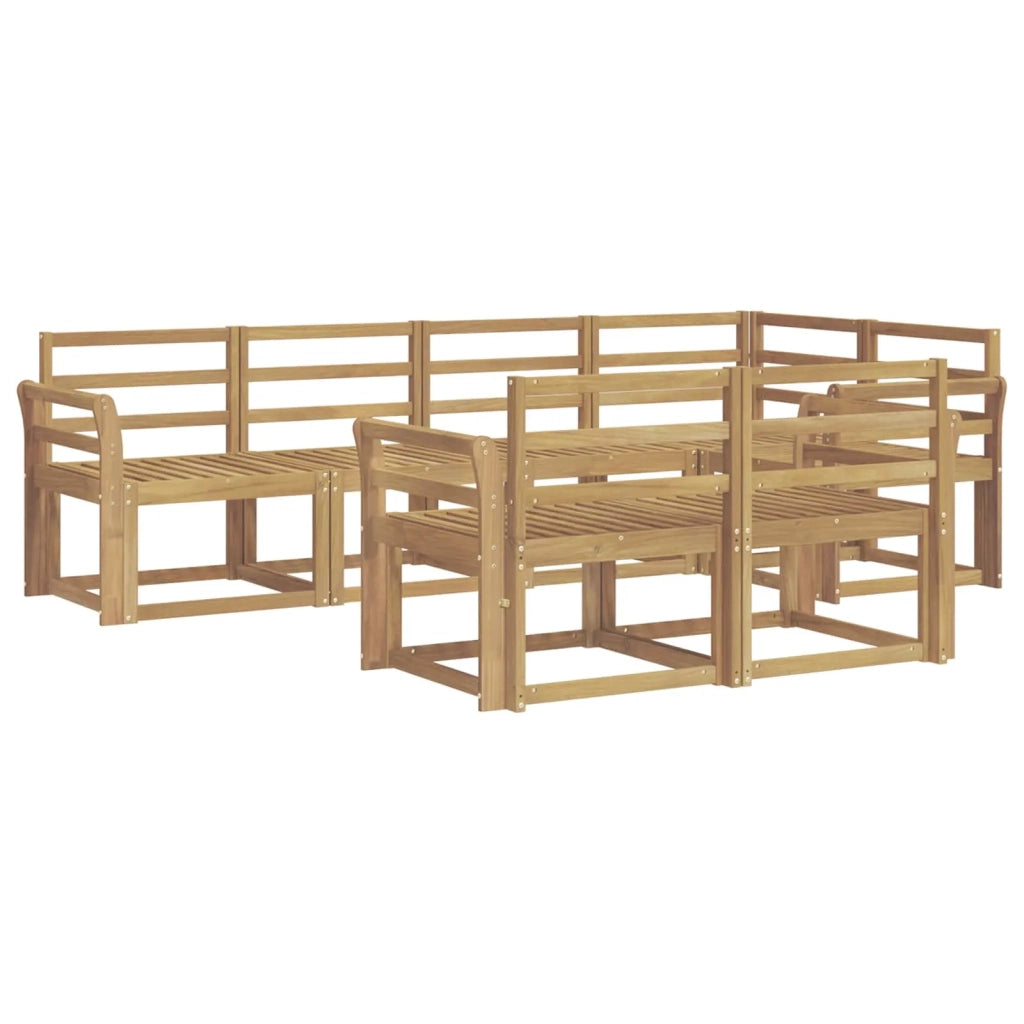 Set di divani da esterno 7 pcs Bianco Legno di Acacia Massello 3387768