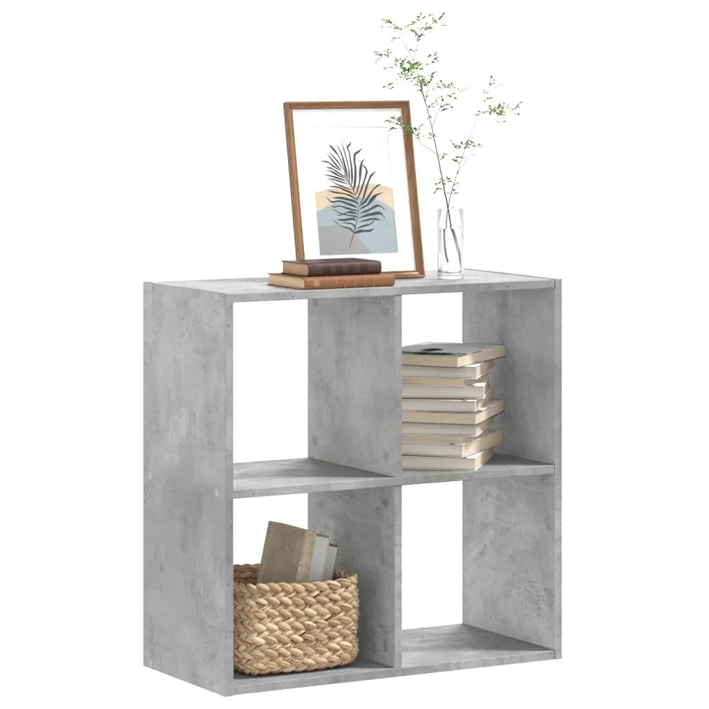 Libreria-Scaffale per Libri-Mobile di Stoccaggio Grigio Cemento 68,5x32x68,5 cm in Legno Multistrato