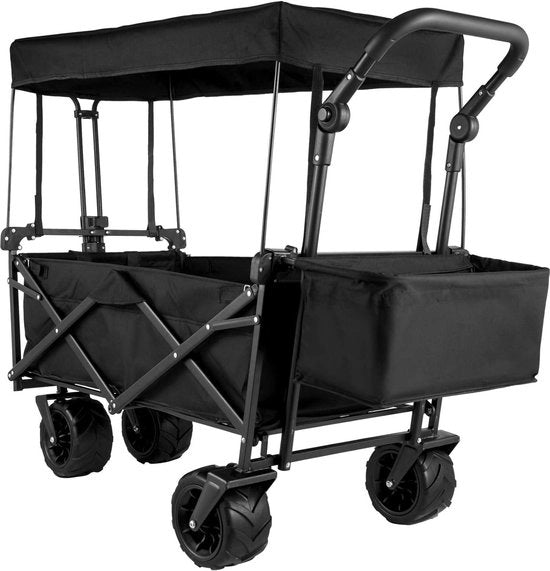 Carrello pieghevole 927 x 543 x 985 cm - carrello da trasporto fino a 100 kg - carrello di lavoro con tetto nero