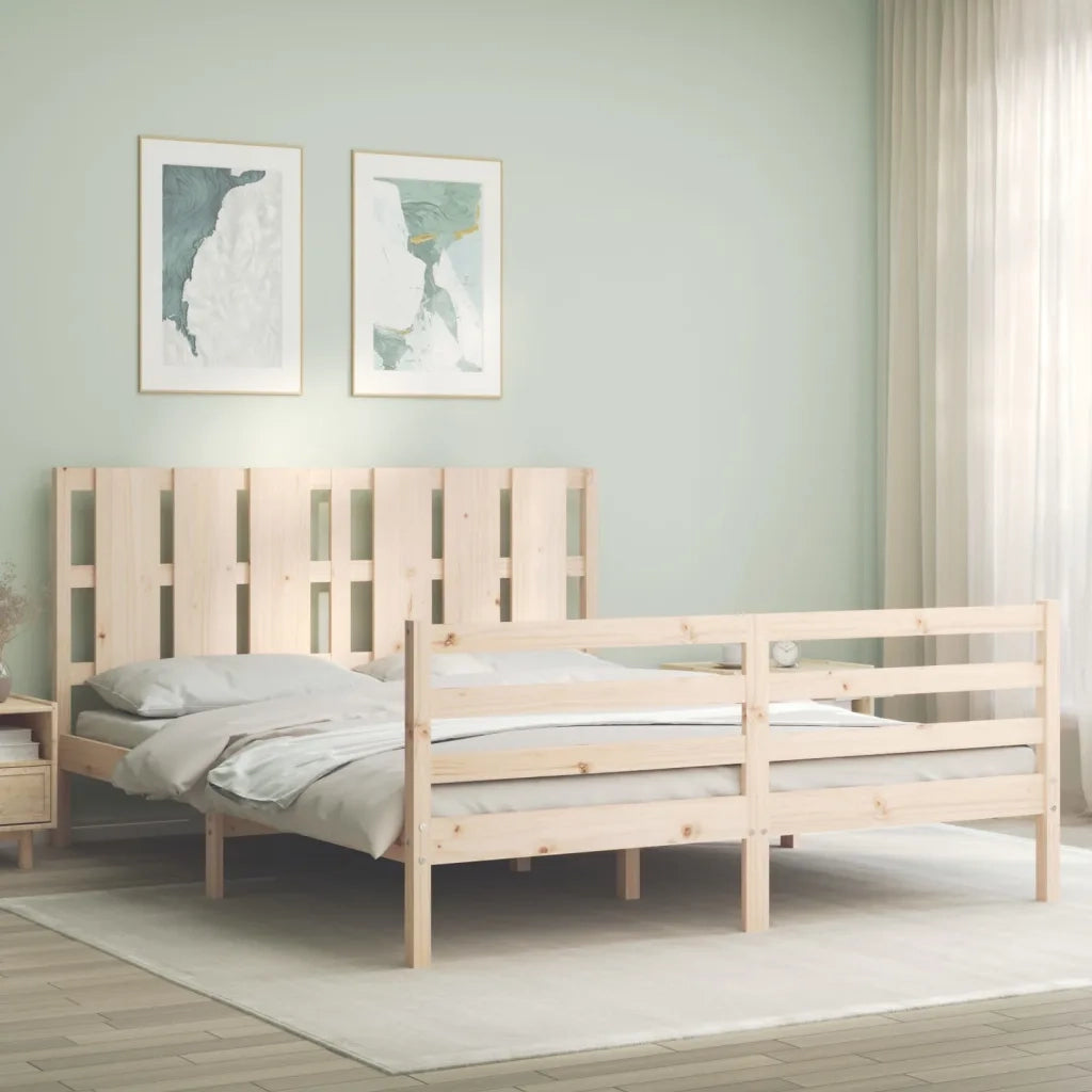 Giroletto con Testiera-Struttura Letto con testiera 160x200 cm in Legno Massello 880330
