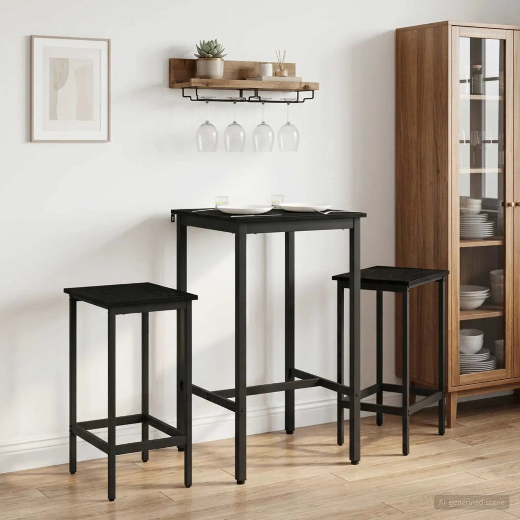 Sgabello da bar 2 pcs Rovere Nero 40 x 32 x 74 cm 8006146