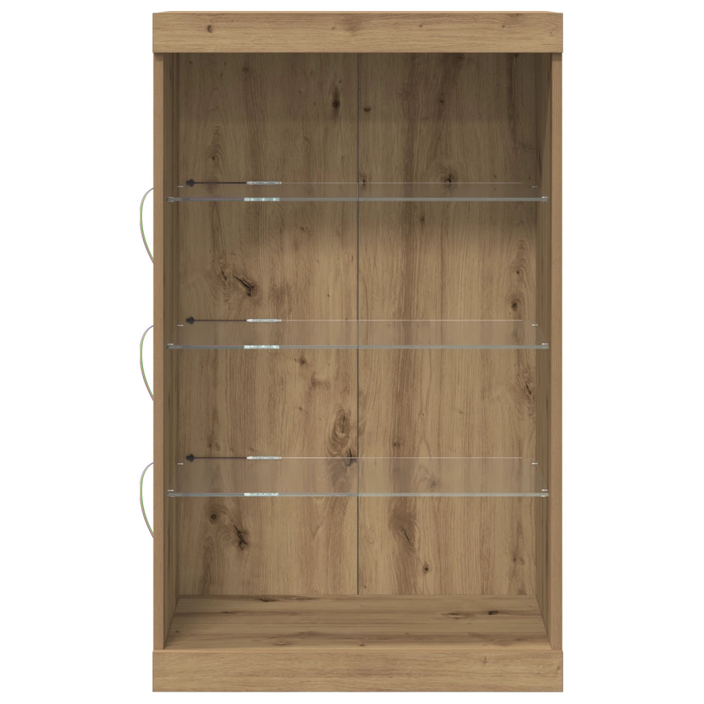 Credenza con luci LED Rovere Artigianale 60,5x37x100 cm