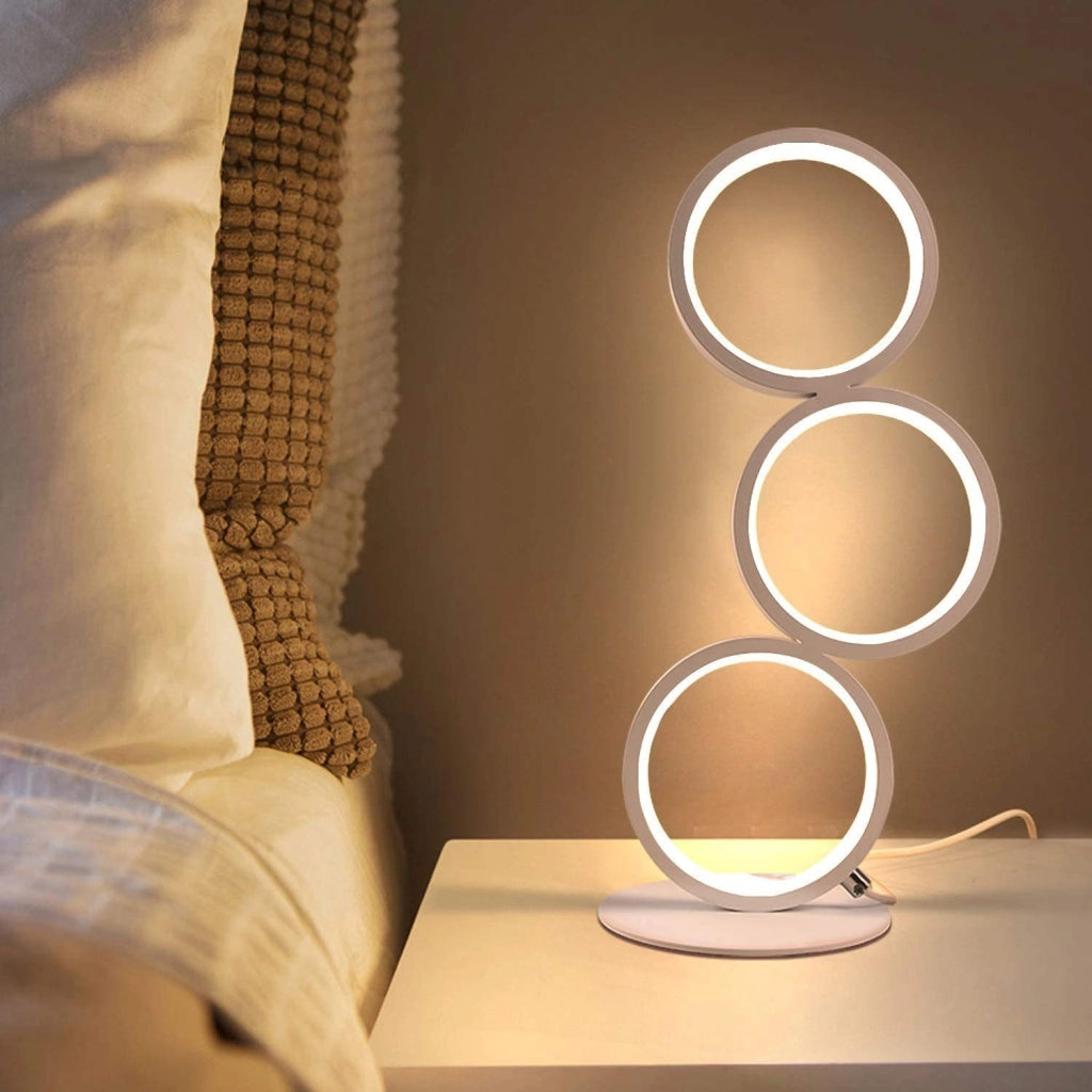 ZMH Lampada da tavolo LED moderna anello alluminio notte decorativa per comodino camera letto