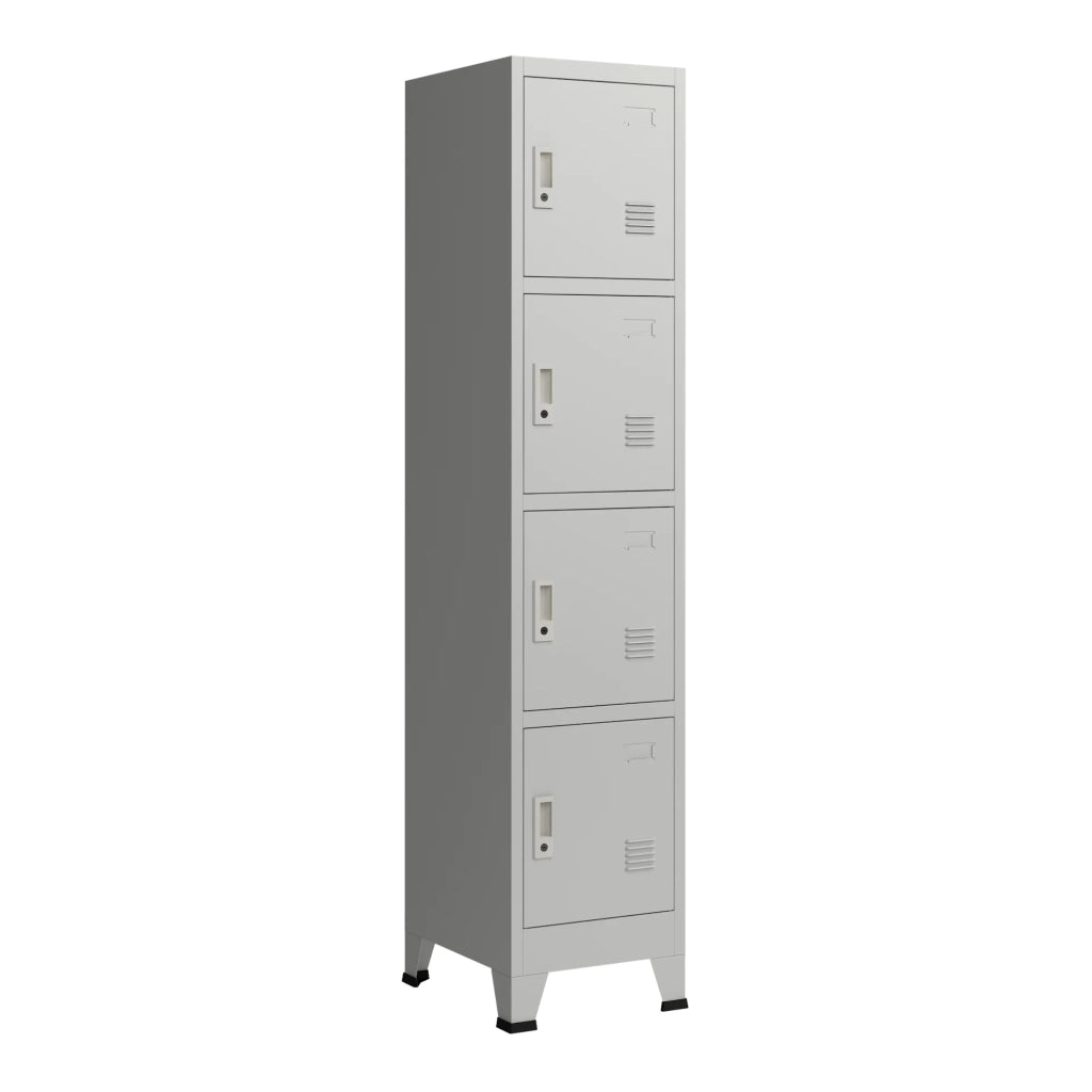 Armadietto per ufficio mobiletto portaoggetti per ufficio officina camera da letto metallo acciaio con 4 ante in acciaio laccato 180 x 38 x 45 cm grigio 03_0006348