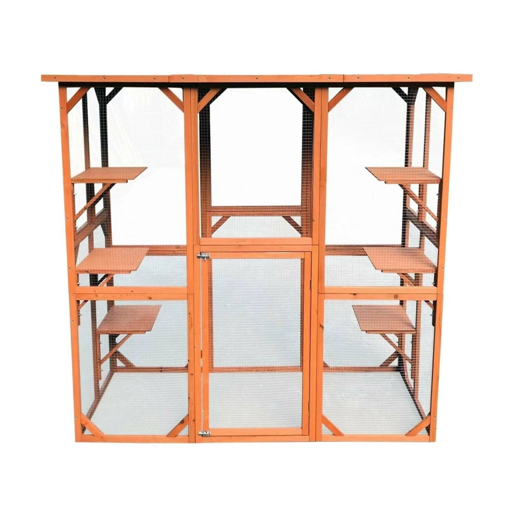 Recinto per gatti da esterno in legno resistente 180x88x169cm 6 aree di riposo 16_0001712
