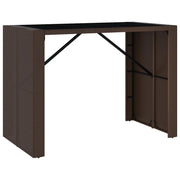 Tavolino da Giardino | Tavolo Bar con Piano in Vetro Marrone 145x80x110 cm Polyrattan