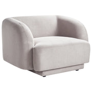 Poltrona in tessuto grigio chiaro stile retro glam art decor con braccioli