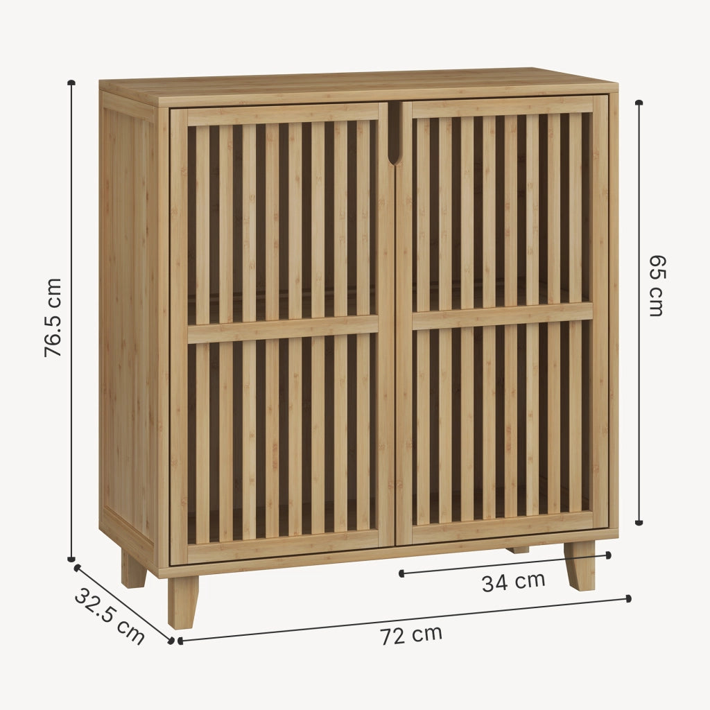 Mobile Contenitore Multifunzionale Sirgerg a 2 Ante 77 x 72 x 33 cm in Bambù Naturale [en.casa]