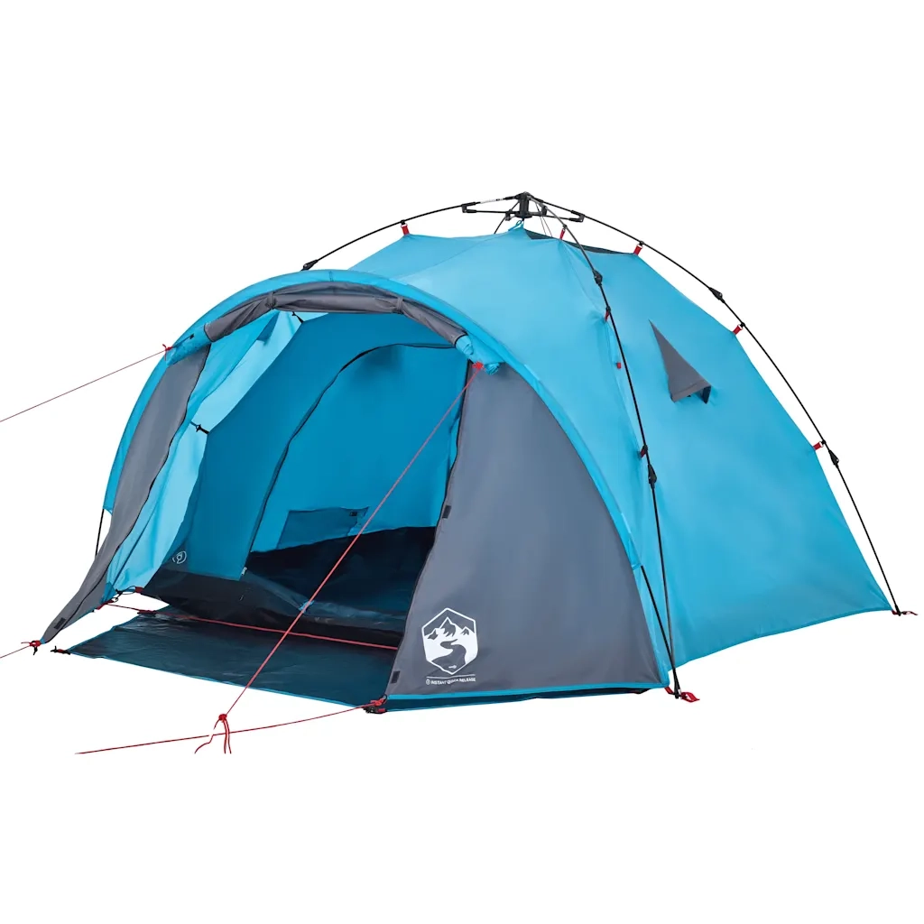 Tenda a Cupola da Campeggio 3 Persone-Tenda per Escursionismo Blu a Rilascio Rapido 891842