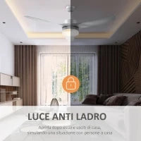 Ventilatore da Soffitto con Luce LED a 3 Modalità con Telecomando, 6 Velocità, Φ132x40cm