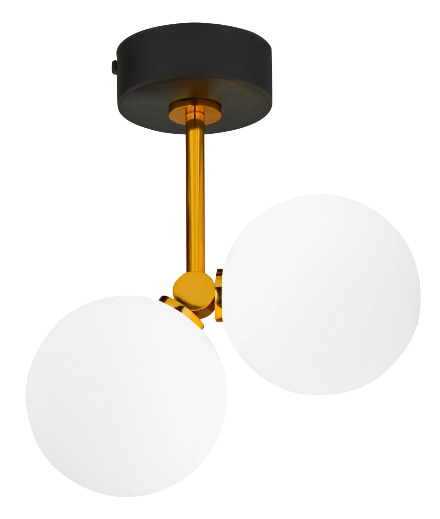 Applique moderna nero oro sfere bianche vetro 2xG9 Luna Jupiter
