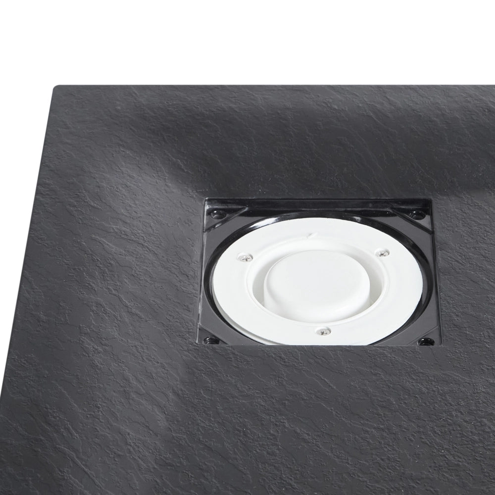 Piatto doccia con scarico nero SMC 90 x 90 x 3 cm effetto pietra naturale minimalista