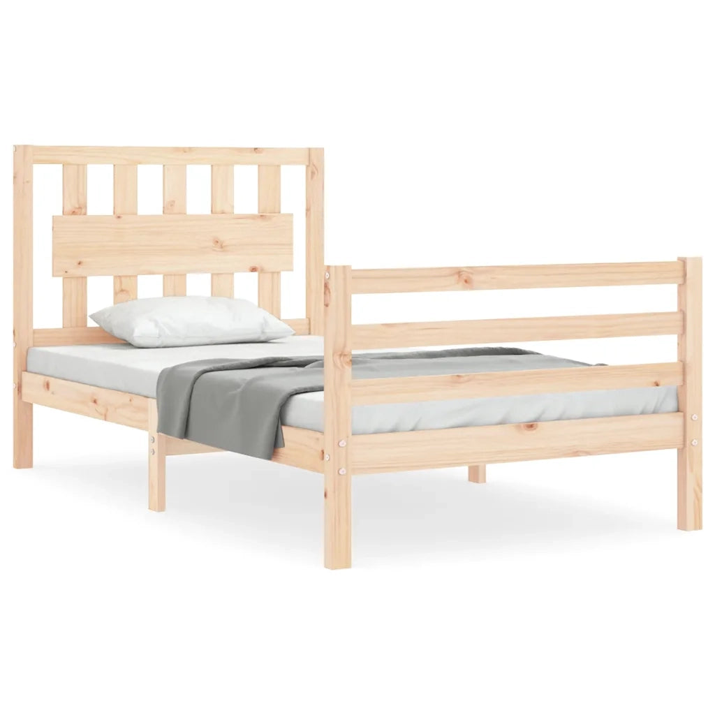 Giroletto con Testiera Small Single-Struttura Letto in Legno Massello 968972