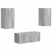 Set mobile TV 2 pz | Armadietto TV | Mobile Porta TV Grigio Sonoma Legno multistrato