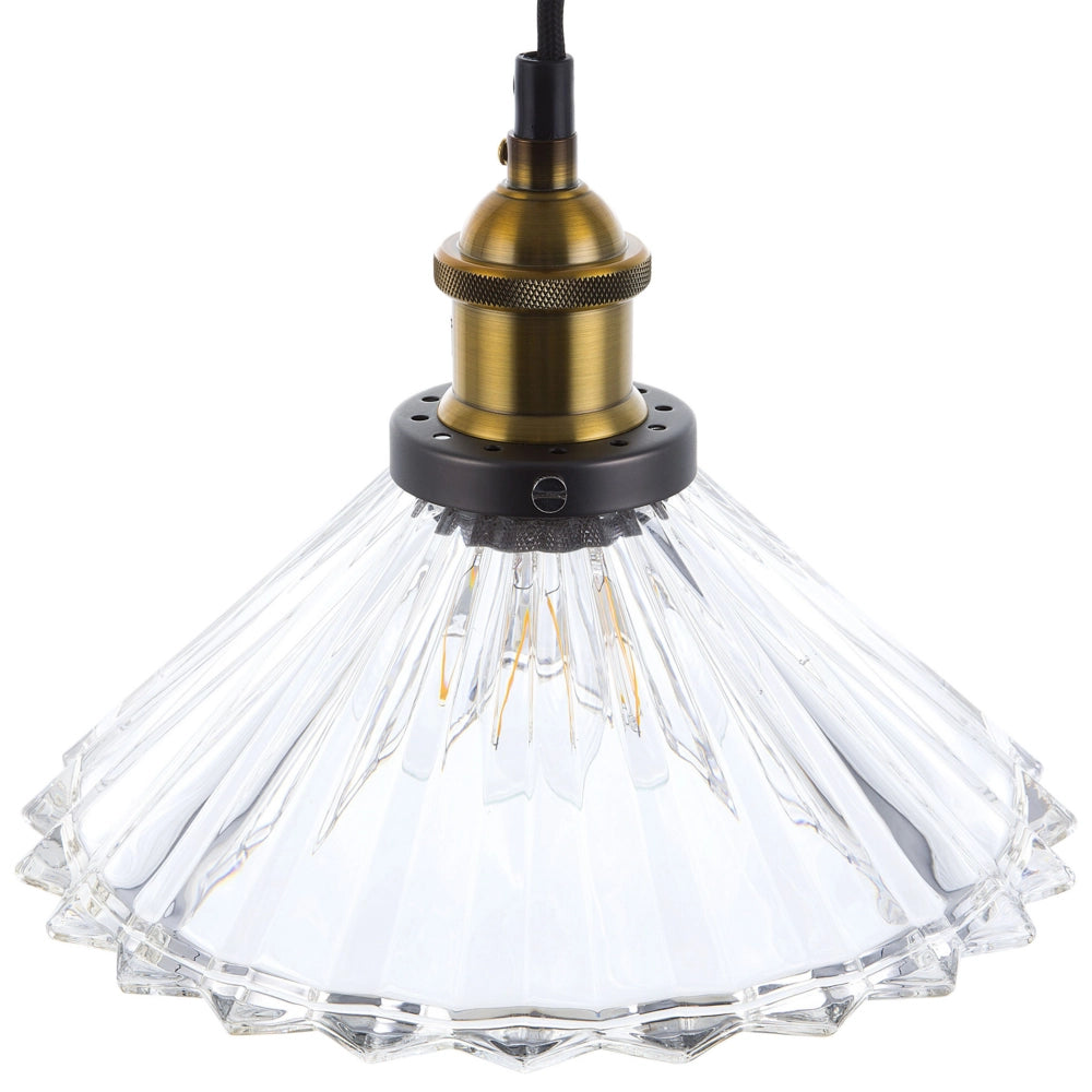 Lampada a Sospensione Vetro Trasparente Metallo Forma Rotonda 1 Luce Classica