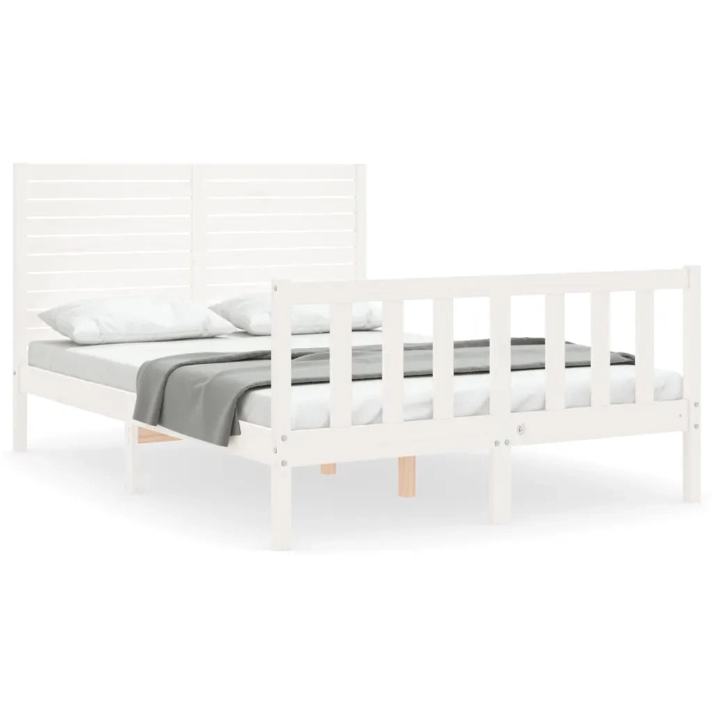 Letto senza Materasso-Struttura Letto Bianco 140x190 cm Legno Massello di Pino 937591