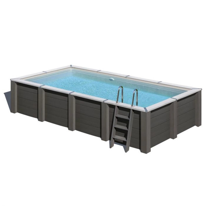 Piscina In Legno Composito Wpc Wood Connect 5,95 X 3,15 X H 1,26 M