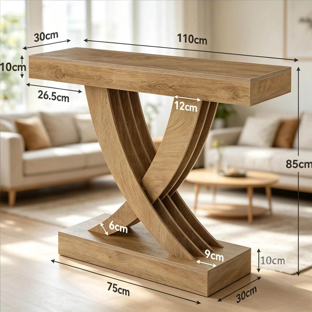 Tavolo consolle marrone in MDF 110 cm con base a X, portata 100 kg